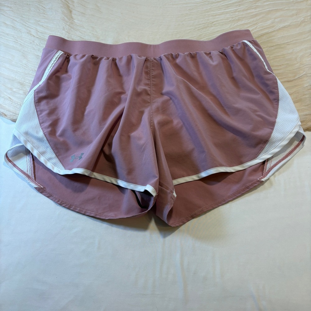 Under Armour Womens‎ Heat Gear Lined Pink Drawstring Running Shorts Size XXL